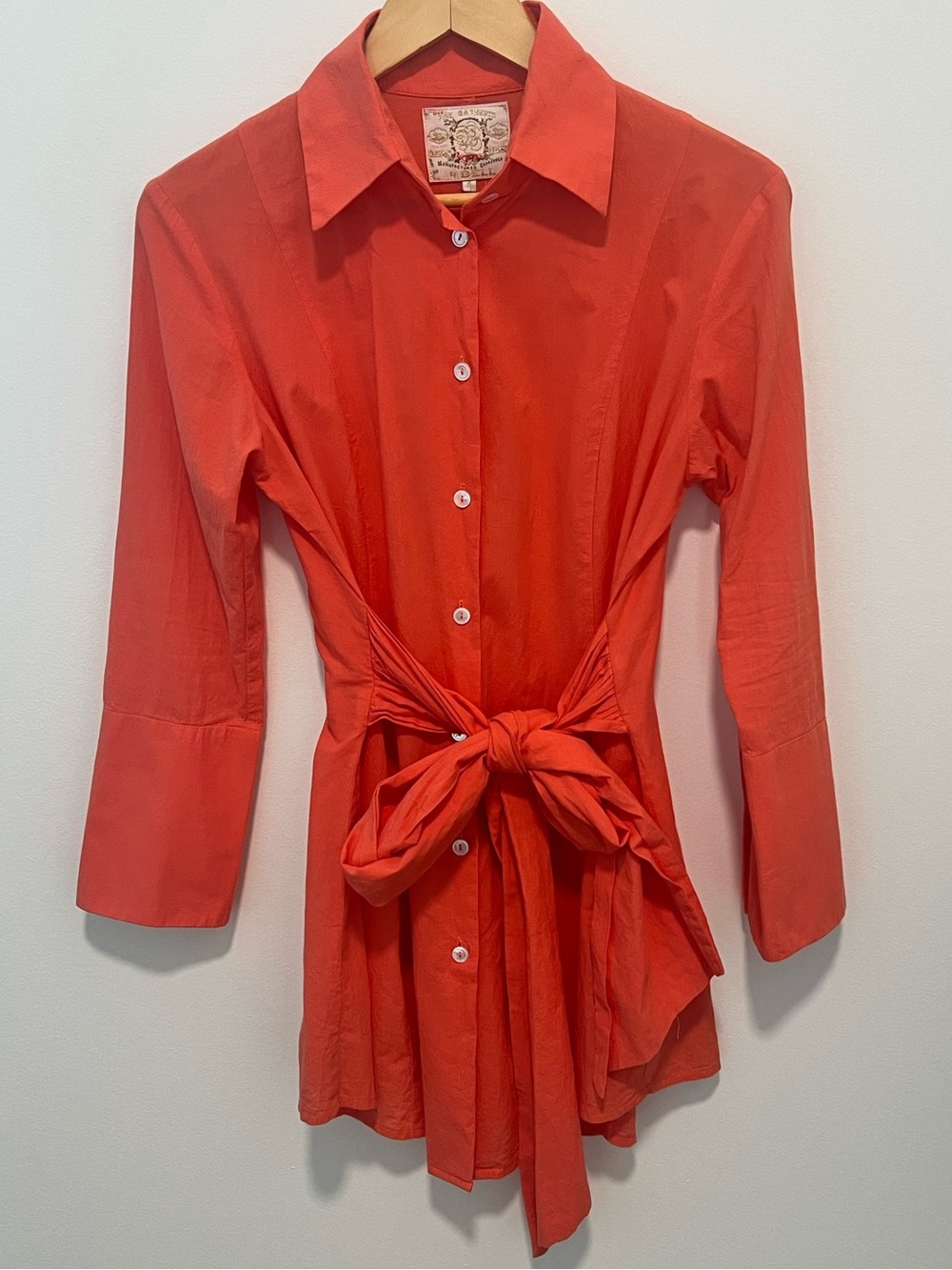 Vintage Fine Garments by Bell Coral 100% Textured Cotton High-Low Tunic Top